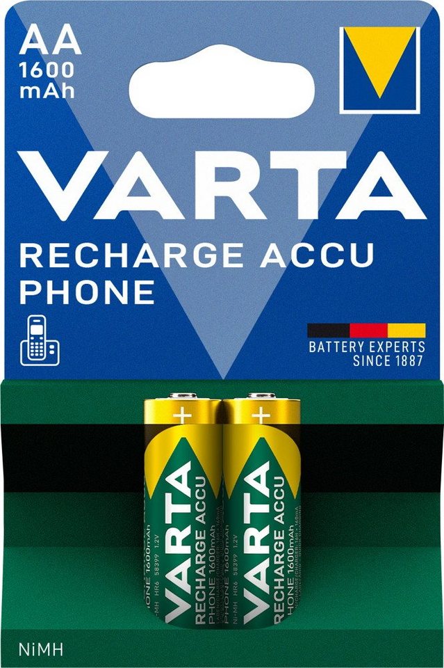 VARTA 2 58399 Akku AA 1600mAh Phone Nickel-Metall-Hydrid im 2er Blister Akkupacks VARTA 2 58399 Akku AA 1600mAh Phone Nickel-Metall-Hydrid im 2er Blister Akkupacks von VARTA