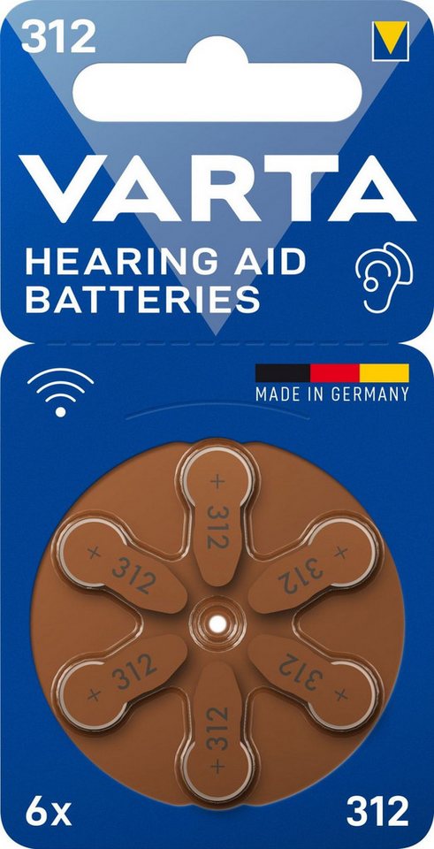 VARTA 6 Typ 312 Zink-Luft Hörgerätebatterien im 6er Blister 24607 Batterie VARTA 6 Typ 312 Zink-Luft Hörgerätebatterien im 6er Blister 24607 Batterie von VARTA