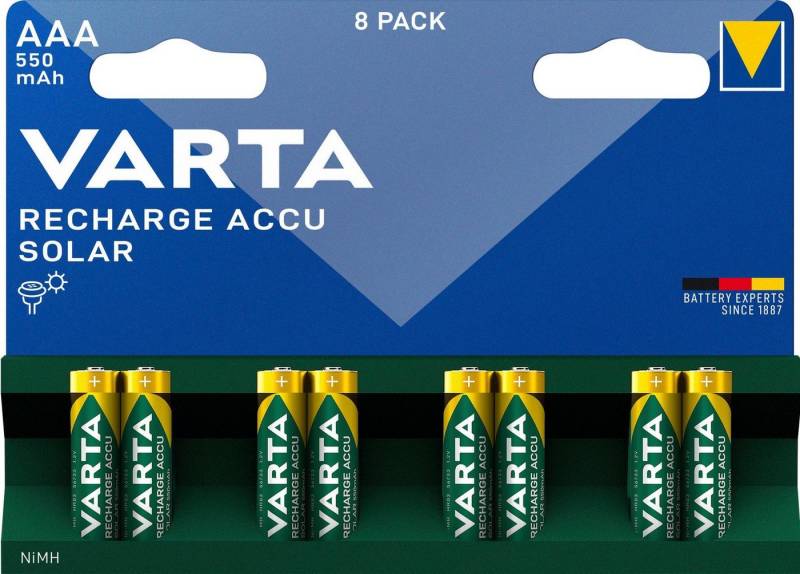 VARTA 8er Pack Recharge Accu Solar AAA 550 mAh Akkupacks Micro AAA 550 mAh (8 St) von VARTA