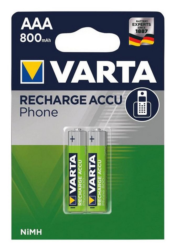 VARTA Akku 800 mAh (1 V), Micro 1,2V AAA Nickel-Hydrid 800 mAh HR03 1zell Ø10,5 mm von VARTA