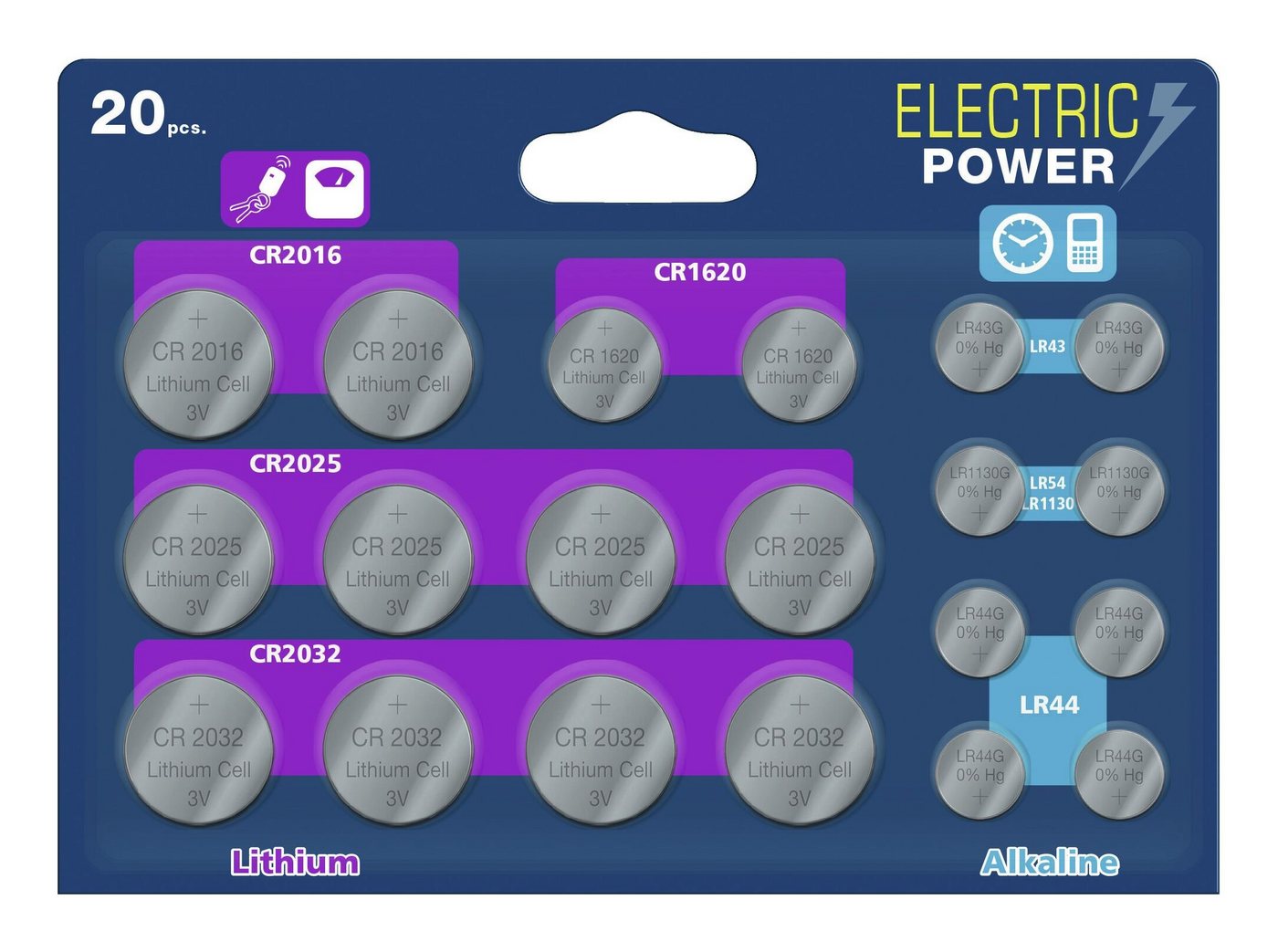 VARTA Batterie, Knopfzellen Mix Megablister 20 ELECTRIC POWER von VARTA