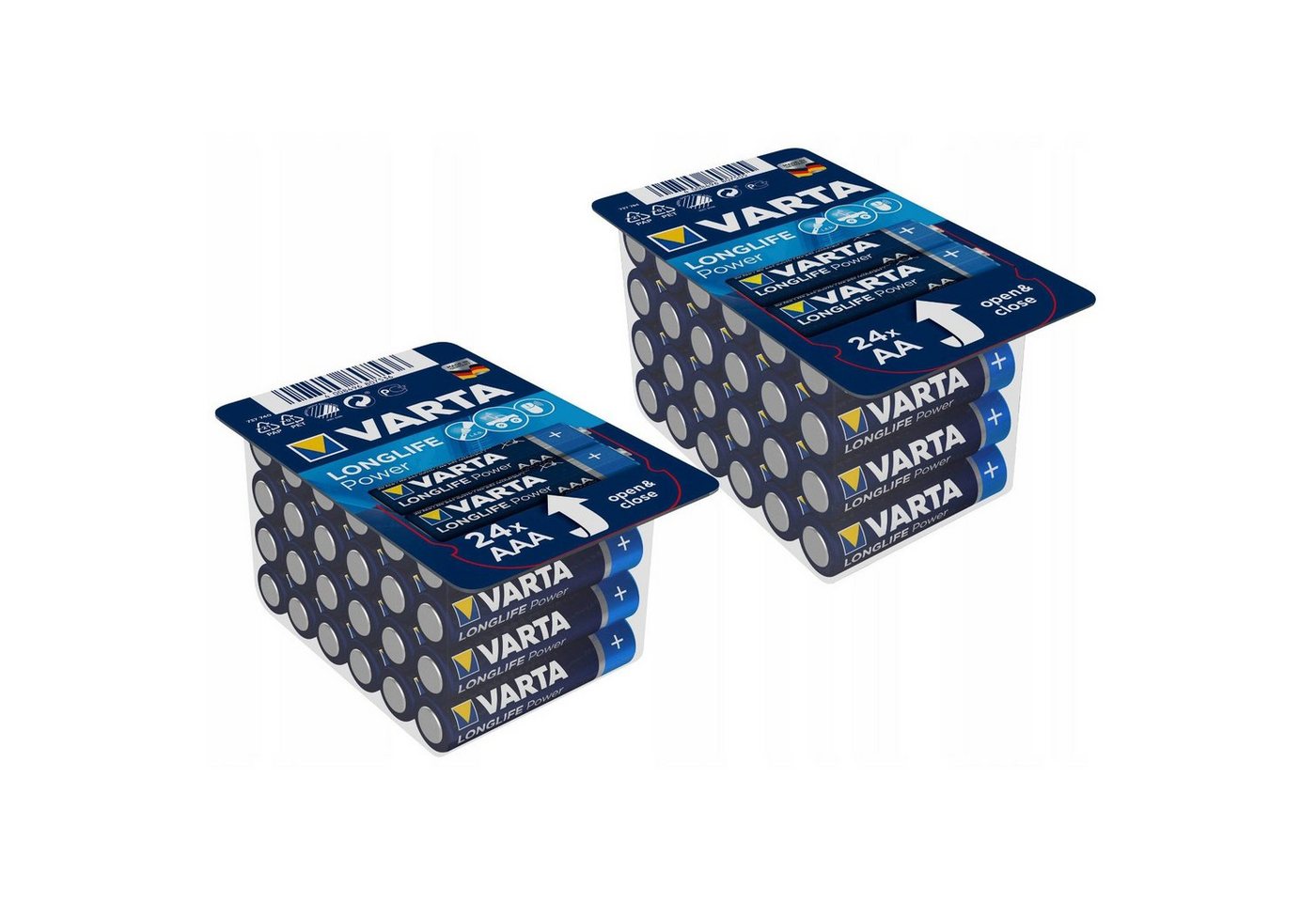 VARTA Batterie, Longlife Power Alkalibatterie-Set 24 AAA + 24 AA von VARTA