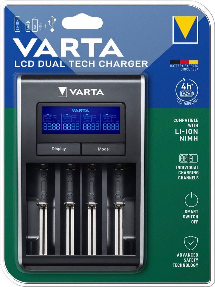 VARTA LCD Dual Tech Batterie-Ladegerät (500 mA) von VARTA