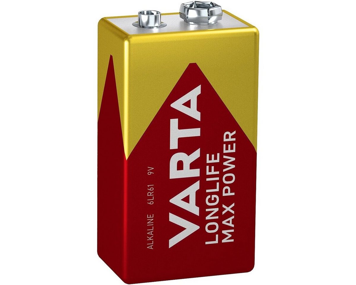 VARTA LONGLIFE Max Power Batterie, (9 V, 1 St), E-Block / 6LP3146 / 6LR61, 9 V, Alkali von VARTA