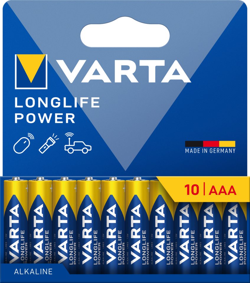VARTA Longlife Power AAA Batterien 10er Blister, 1,5V Alkalin, Made in Batterie VARTA Longlife Power AAA Batterien 10er Blister, 1,5V Alkalin, Made in Batterie von VARTA