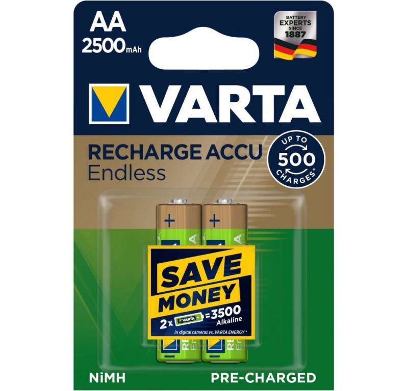 VARTA RECHARGE ACCU Endless AA 2500mAh, 2er Blister Akku Akku von VARTA