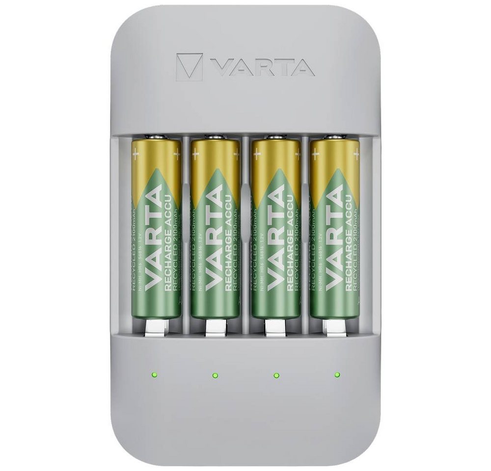 VARTA Recycled 4x AA 2100 mAh Box Rundzellen-Lader (Akku-Defekt Erkennung, Einzelschachtüberwachung, Erhaltungsladung) von VARTA
