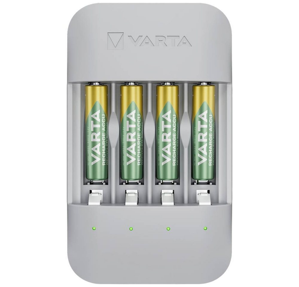 VARTA Recycled 4x AAA 800 mAh Box Rundzellen-Lader (Akku-Defekt Erkennung, Einzelschachtüberwachung, Erhaltungsladung) von VARTA