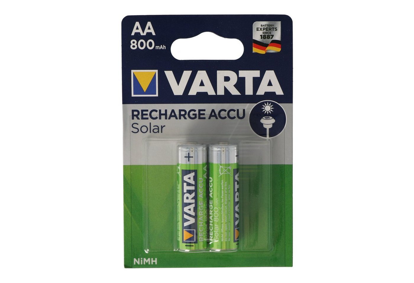 VARTA VARTA Akku für Solarleuchten, Schnurlos-Telefon NiMH AA 800mAh 2er Akku 800 mAh (1,2 V) von VARTA