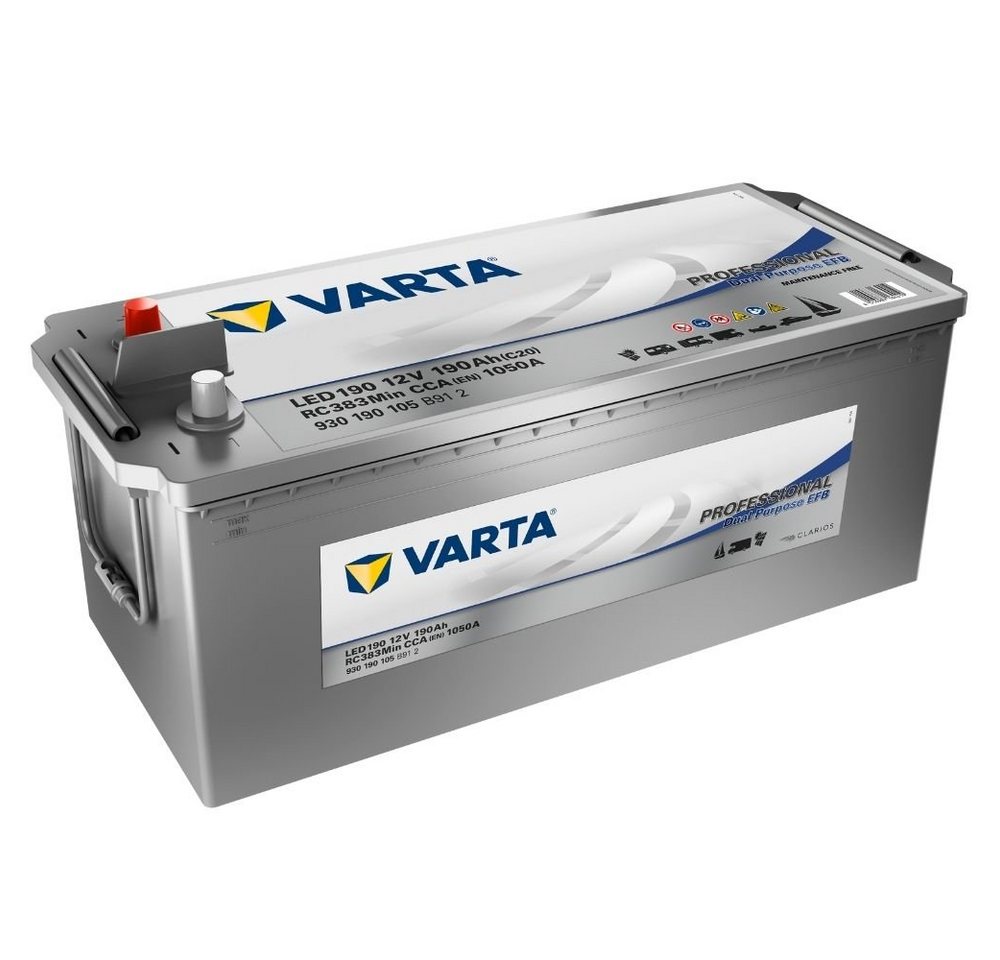 VARTA VARTA LED190 Professional Dual Purpose EFB 190Ah 12V Batterie Batterie, (12 V V) von VARTA