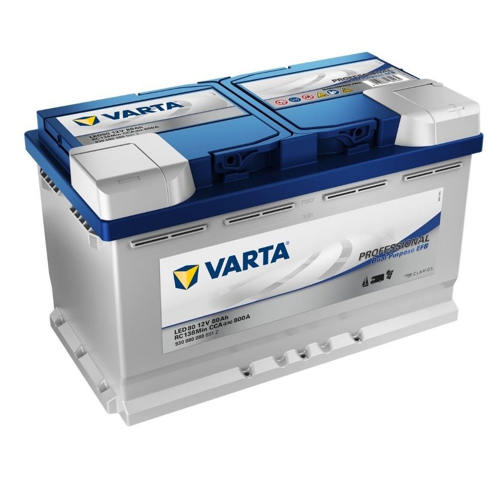 VARTA VARTA LED80 Professional Dual Purpose EFB 80Ah 12V 800A Batterie Batterie, (12 V V) von VARTA