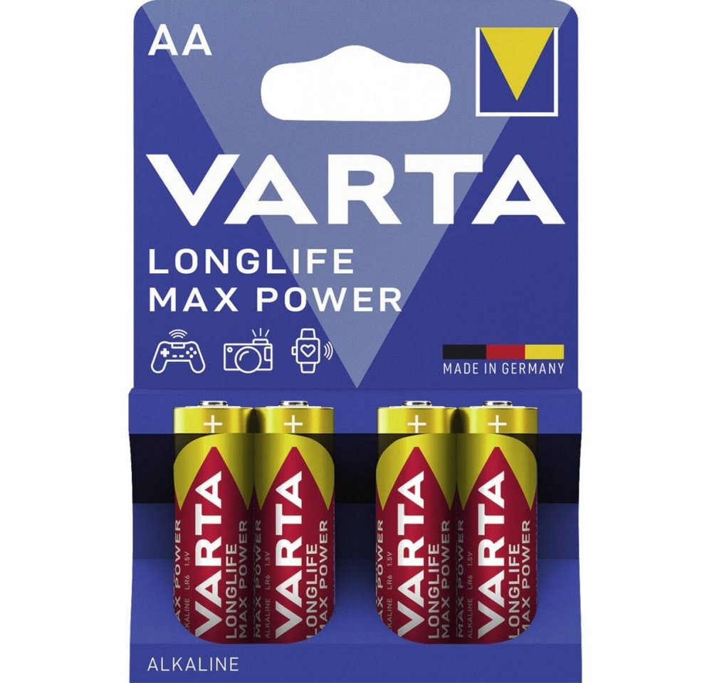 VARTA Varta 4706 LONGLIFE Max Power AA Batterien 4er-Pack Akku Varta 4706 LONGLIFE Max Power AA 4-er (1.5 Volt V), Hohe Alkali-Leistung von VARTA
