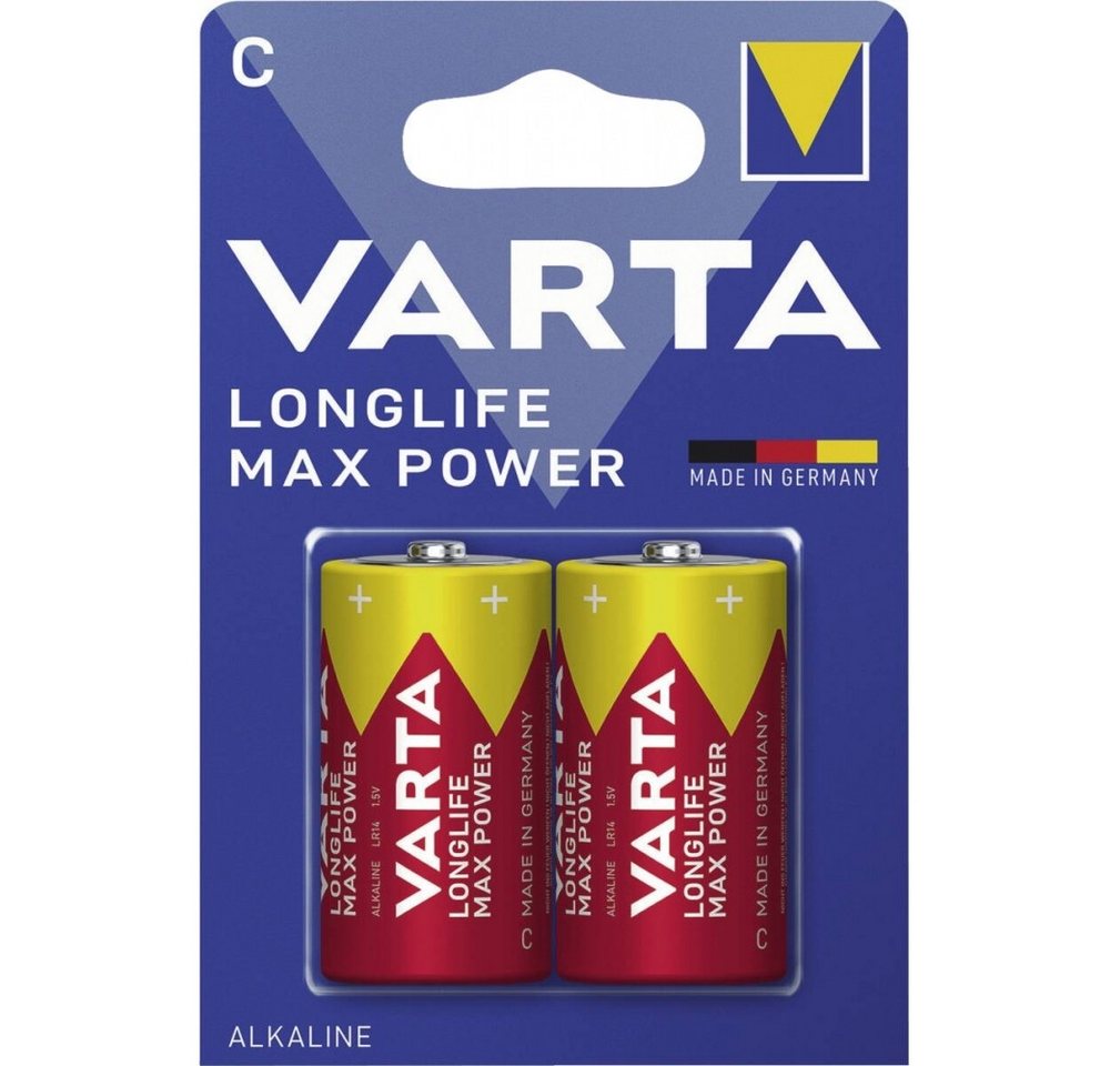 VARTA Varta 4714 LONGLIFE Max Power C Baby-Batterien 2er Blister Batterie, (1.5 Volt V), Hohe Alkali-Leistung von VARTA