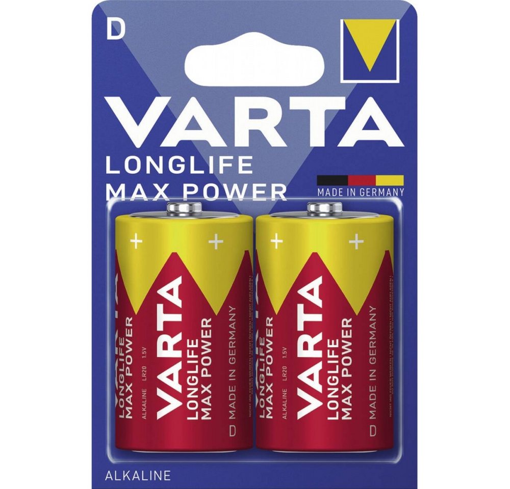 VARTA Varta 4720 LONGLIFE Max Power D Mono-Batterien 2er Blister Akku Varta 4720 LONGLIFE Max Power D Mono 2-er Blister (1.5 Volt V), Verlässliche Energiequelle für lange Einsätze von VARTA