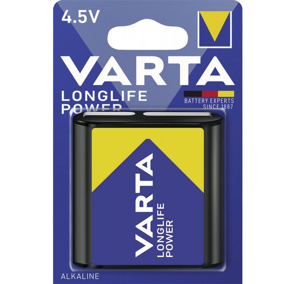 VARTA Varta 4912 LONGLIFE Power 4,5V Flach-Batterie. Akku Varta 4912 LONGLIFE Power 4,5V (4,5 Volt V), Alkaline Technologie, hohe Zuverlässigkeit, lange Lebensdauer von VARTA