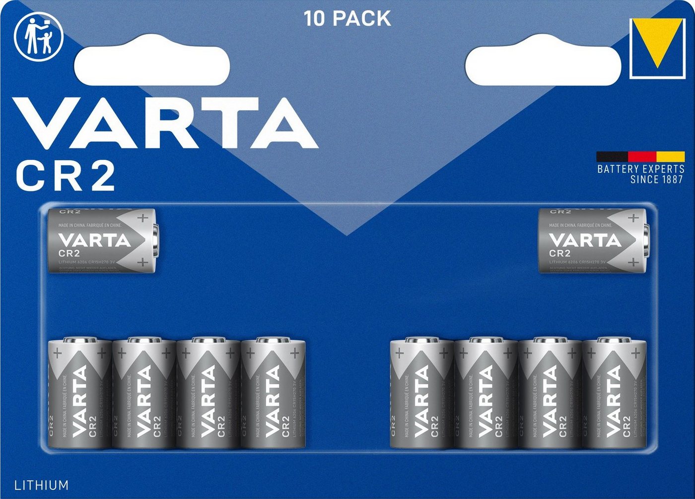 VARTA Varta Batterie Lithium, CR2, 3V Photo, Retail Blister (10-Pack) Fotobatterie von VARTA