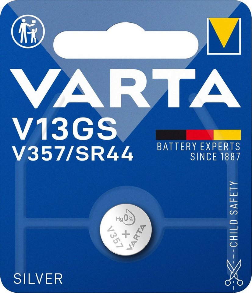 VARTA Varta Batterie Silver Oxide, Knopfzelle, V13GS, SR44, 1.55V Electroni Knopfzelle von VARTA