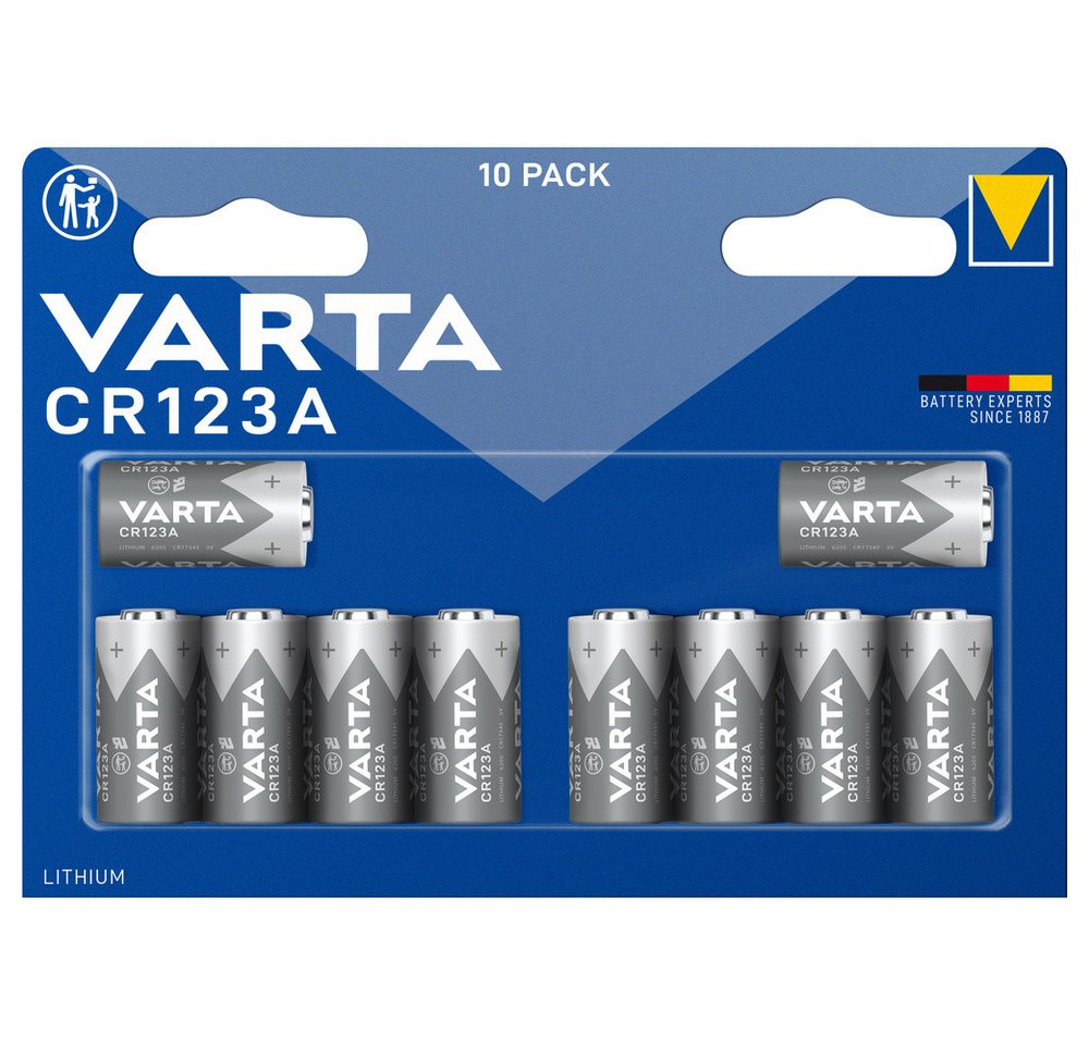 VARTA Varta LITHIUM Cylindr. CR123A Bli10 Fotobatterie CR-123A Lithium 1430 Fotobatterie, (3.00 V) VARTA Varta LITHIUM Cylindr. CR123A Bli10 Fotobatterie CR-123A Lithium 1430 Fotobatterie, (3.00 V) von VARTA