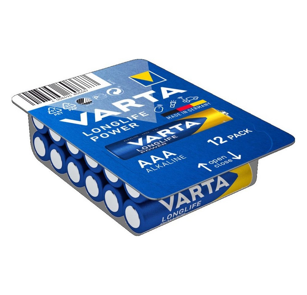 VARTA Varta Langzeit Leistung AAA 12er Großpackung Micro-Batterie Fotobatterie, (1,5 Volt V) von VARTA