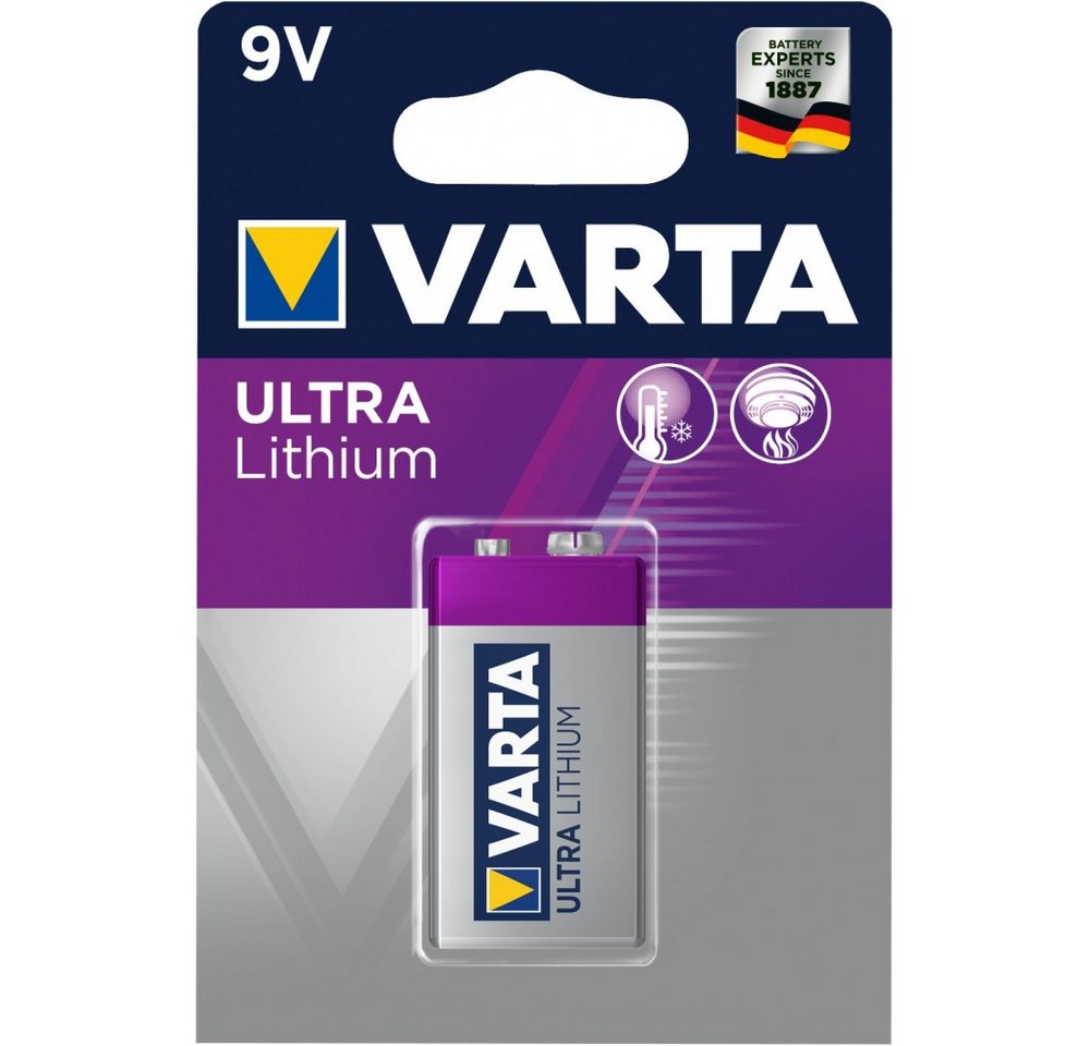 VARTA Varta Lithium 9V Batterie für Sicherheitsgeräte. Batterie, (9 V V), Höchste Qualität für Sicherheitsgeräte von VARTA