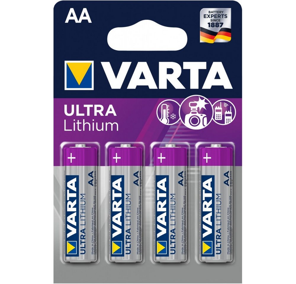 VARTA Varta Lithium AA 4er Blister für Digitalkameras. Batterie, (1.5 V V), Hohe Leistung und Ausdauer von VARTA