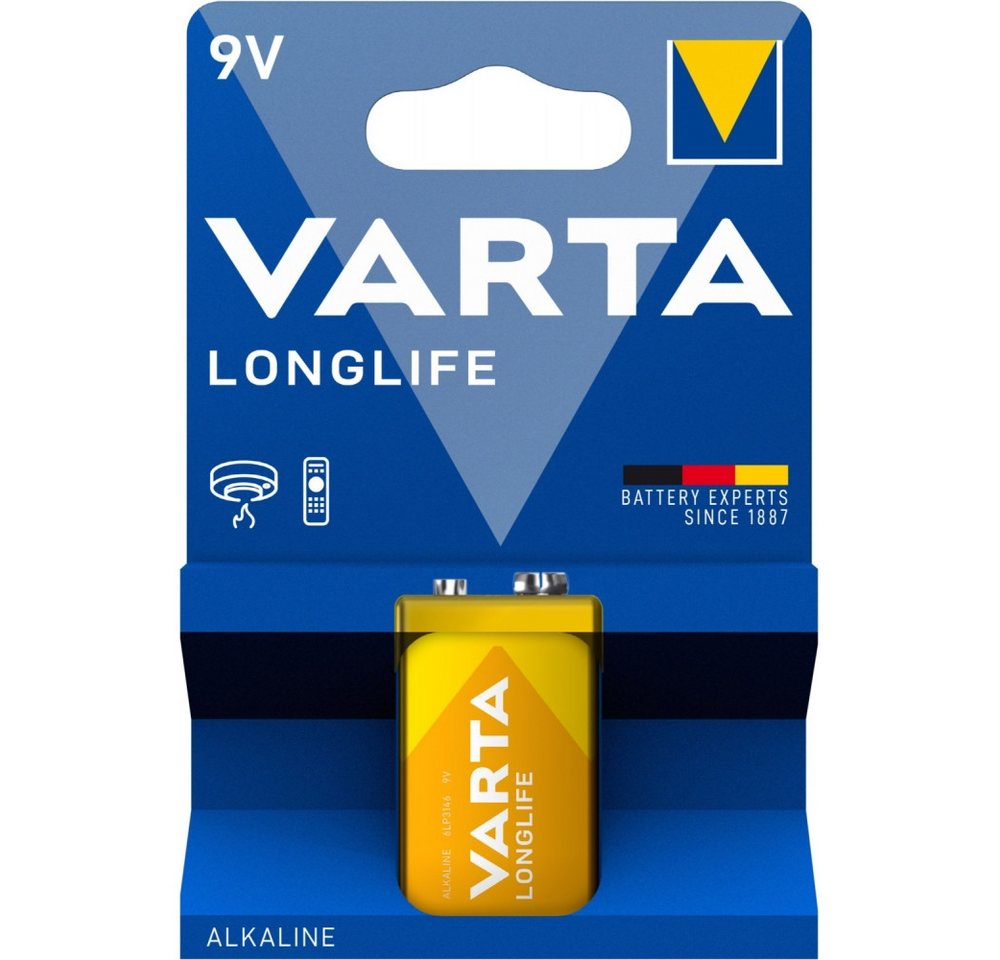 VARTA Varta Longlife 9V Batterie 1er Blister Akku Varta Longlife 9V Batterie (9V V), Lange Lebensdauer garantiert von VARTA