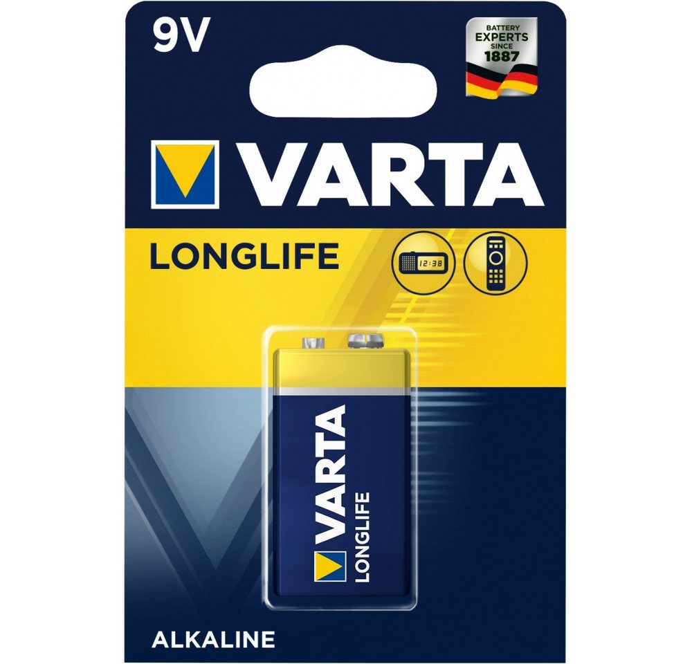 VARTA Varta Longlife 9V Batterie für Fernbedienungen. Batterie, (9 Volt V), Langhaltende Energieversorgung von VARTA