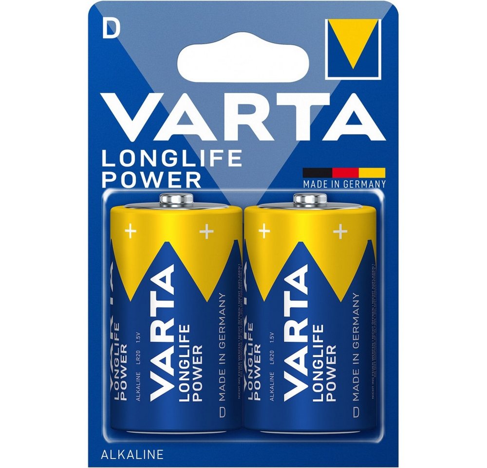 VARTA Varta Longlife Power D 2er Blister Mono-Batterie Akku Varta Longlife Power D 2er Blister Mono-Batterie (1,5 Volt V), Kraftvolle VARTA Batterien für energieintensive Geräte von VARTA