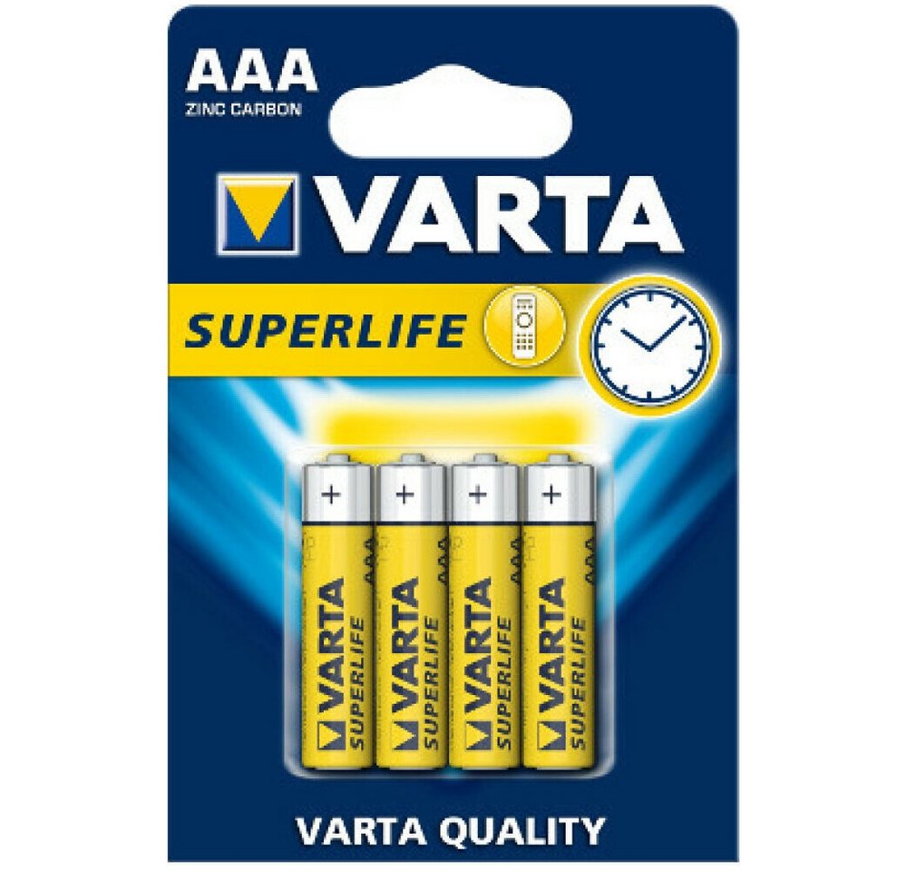 VARTA Varta Superlife AAA Batterien 4er Set Akku Varta Superlife, Batterie,4 Stück, AAA (Micro), CO2-neutrale Versandoption, einfache Retouren-Abwicklung von VARTA