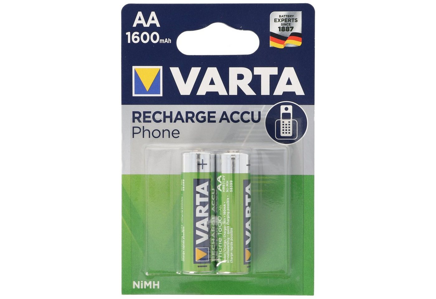 VARTA Varta T399 Phone Power Akku Mignon/AA 1600mAh 2er Pack Telefon Akku Akku 1600 mAh (1,2 V) von VARTA