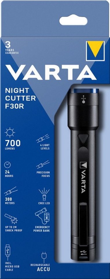 VARTA Varta Taschenlampe LED Night Cutter F30R Powerbank Akku 18901 Powerbank von VARTA