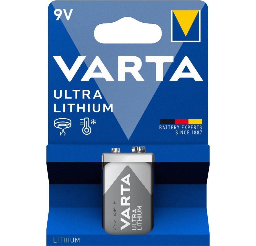 VARTA Varta Ultra Lithium 9V Batterie für Outdoor-Aktivitäten. Akku Varta Ultra Lithium 9V 1er Blister Batterie (9V V), Leichtgewicht für Outdoor-Aktivitäten von VARTA