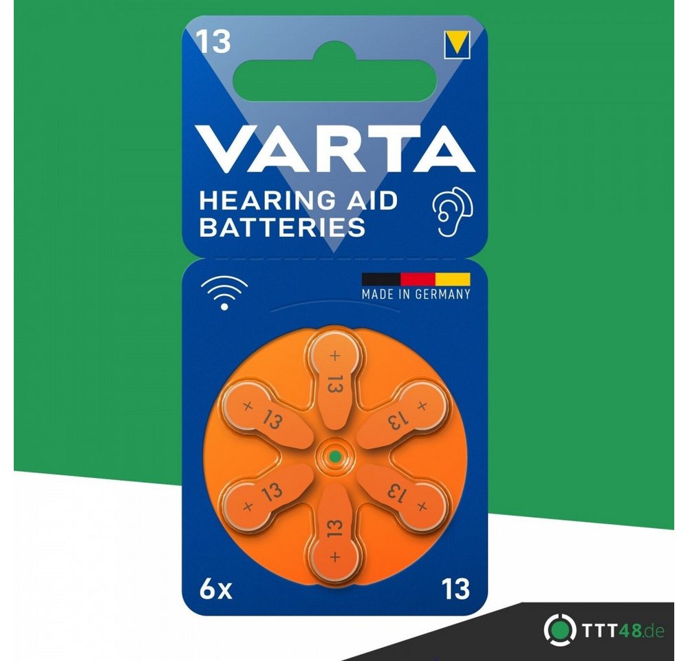 VARTA Varta V13 Hörgerätebatterie 6er Blister Batterien Fotobatterie, (1,4 V V) von VARTA
