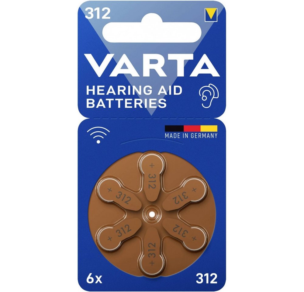 VARTA Varta V312 Hörgerätebatterie 6er Blister - Hörgerätebatt. Akku Varta V312 Hörgerätebatterie (1.4 V V), Hochwertige Varta Hörgerätebatterien von VARTA