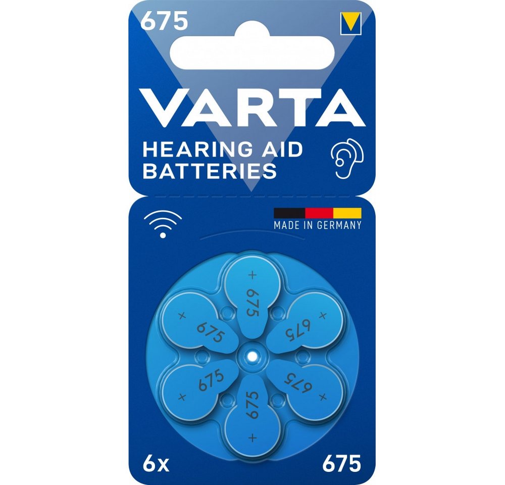 VARTA Varta V675 Hörgerätebatterie 6er Blister - Hörgerätebatt. Akku V675 Hörgerätebatterie (1.4 Volt V), Hochwertige V675 Hörgerätebatterie von VARTA