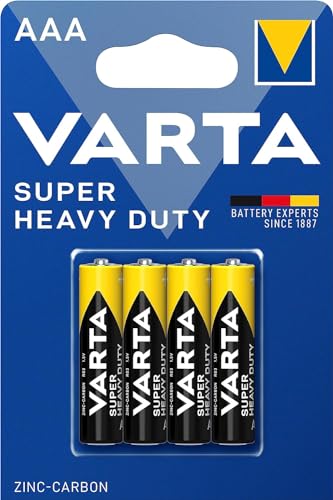 VARTA10500403 - Superlife Zink-Kohle Batterie AAA / R03 mit 1,5 Volt, 4er Set, Kapazität 800 mAh, ideal für Niedrigstrom-Geräte (Verpackung kann variieren) von VARTA