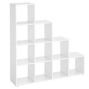 VASAGLE Bücherregal weiß 129,5 x 29,0 x 129,5 cm von VASAGLE