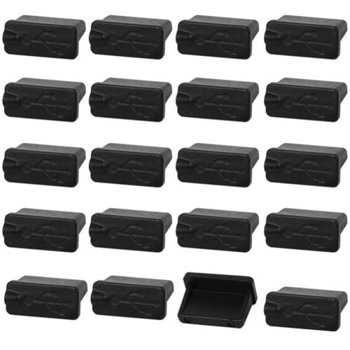 20 Stück schwarze PVC-USB-A-Typ-Anti-Staub-Abdeckung, weiches Gummi, USB-Port-Stecker, Stopper, Schutz, staubdichte Kappe für Desktop-PC-Laptops, weibliches Ende 20 Stück schwarze PVC-USB-A-Typ-Anti-Staub-Abdeckung, weiches Gummi, USB-Port-Stecker, Stopper, Schutz, staubdichte Kappe für Desktop-PC-Laptops, weibliches Ende von VASANA