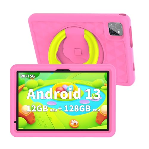 VASOUN 10 Inch 4G Phone Kids Tablet with Case,Android 13, 4G LTE, 5G WiFi,12 GB RAM(6+6 Expand),128 GB ROM, Dual Camera,8000mAh,Parental Control,Kids Software Pre-Installed,Educational(pink) von VASOUN