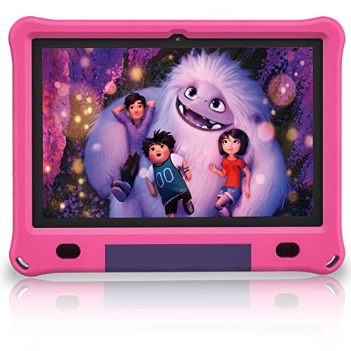 VASOUN Android 12 Tablet für Kinder, 10-Zoll-IPS-HD-Großbildschirm, 3GB+64 GB, vorinstallierte Kindersoftware IWAWa, Kontrolle Lernen Spiel Bildung Apps, mit Kindersicheres Gehäuse (Rosa) von VASOUN