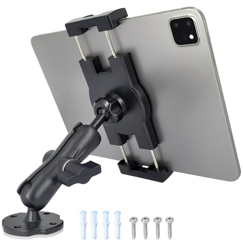 VAUBORTTI Aluminium-iPad-Halterung für 16,5 cm - 32,8 cm (6,5 - 12,9 Zoll) Tablet Tab iPad Mini/Air/Pro, Bohrfuß, robuste Tablet-Halterung für LKW-Wandschreibtisch, Kugelhalterung für RAM-System von VAUBORTTI