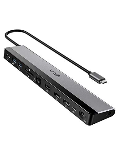 CNXUS USB C Docking Station, 12-in-1 Type C Hub with Dual 4K HDMI Ports, RJ45 Ethernet, 4 USB Ports, SD/TF Cards Reader, PD USB-C Charging Port, Audio/Mic for MacBook/Pro/Air, Type C Windows Laptops von VAVA