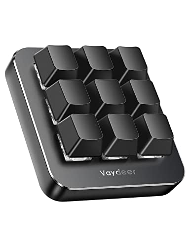 VAYDEER Makro-Tastatur - Einhändige, programmierbare, mechanische Mini-Tastatur mit 9 programmierbaren Tasten & Mehreren programmierbaren Schichten. Kompatibel mit Mac OS, Windows & Vista. von VAYDEER