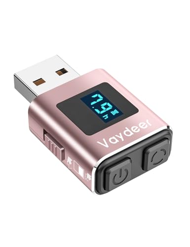 VAYDEER Mouse Jiggler Laptop Mouse Mover [LED Display] [Timer-Funktion] [USB Nicht Nachweisbar] [Metall] Mouse Auto Move Bewegen Mauswackler Praktisch Mausbeweger Maus Beweger für Home Office Rosa von VAYDEER