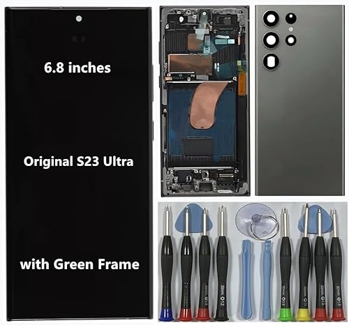 AMOLED Original für Samsung Galaxy S23 Ultra Display Touchscreen Digitizer Assembly S23ultra 5G S918U S918B/DS S918U1 S918W S918E LCD Bildschirm Ersatz (mit grünem Rahmen + Rückabdeckung + Werkzeug) AMOLED Original für Samsung Galaxy S23 Ultra Display Touchscreen Digitizer Assembly S23ultra 5G S918U S918B/DS S918U1 S918W S918E LCD Bildschirm Ersatz (mit grünem Rahmen + Rückabdeckung + Werkzeug) von VBAFNWCY