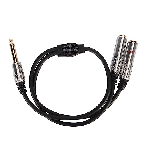 1/4-Zoll-Stereo-Splitter-Y-Kabel, 19,7-Zoll-Aluminiumlegierungsgehäuse, Vergoldeter 6,35-mm-Mono-Stecker auf Zwei 6,35-mm-Buchsen-Klinkenkabel, für Verstärker, Mikrofone, von VBESTLIFE