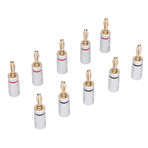 10 Stück Bananenstecker, 24 Karat Vergoldete Bananenstecker für Lautsprecher, Schnellverbindung für Lautsprecherkabel, Wandplatte, Heimkino, Verstärker und Soundsysteme von VBESTLIFE