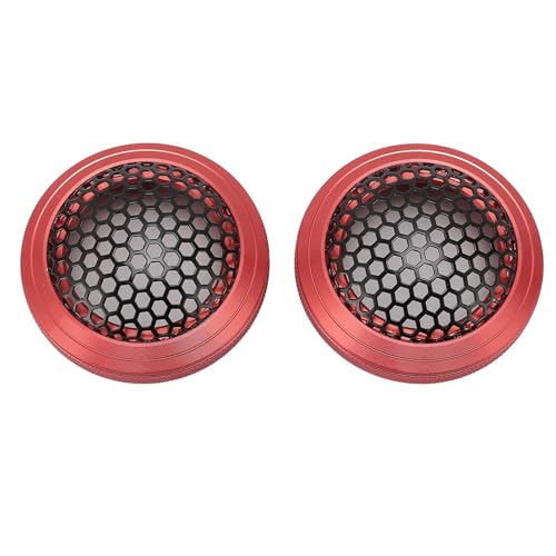 2 Stück 2,13 Zoll Universal-Autolautsprechergitter, Rundes Metalllautsprechergitter für Lautsprechermontage und Heimaudio, Autolautsprecherabdeckung für DIY-Grills (Rot) von VBESTLIFE