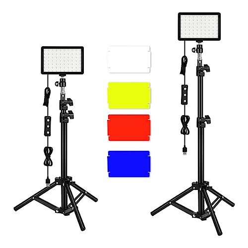 2-teiliges Fotografie-Video-Beleuchtungsset, LED-Studio-Streaming-Lichter mit 9 Farbfiltern für Kamera-Foto-Desktop-Videoaufnahmen und Filmaufnahmen von VBESTLIFE