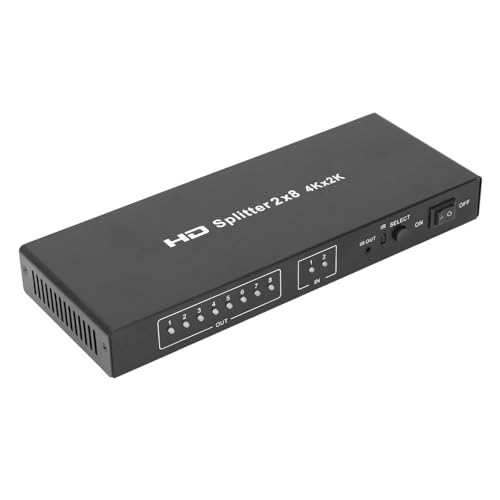 2x8 HDMI Splitter 2 in 8 Out, 8 Port Ausgang HDMI Splitter Multi Ausgänge, Automatische Umschaltung für Projektor, HDTV, für PS4, für Xbox usw. (EU-Stecker) von VBESTLIFE